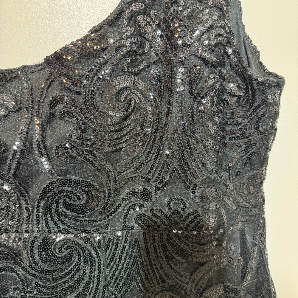 Lulu's Black One-Shoulder Dress with Sequin Detail - Picture 7 of 7